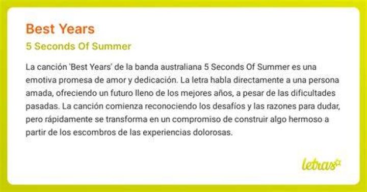 Best Years - 5 Seconds Of Summer - songs about turning 40 years old