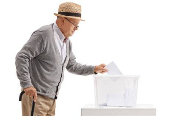 Old man voting Old man voting