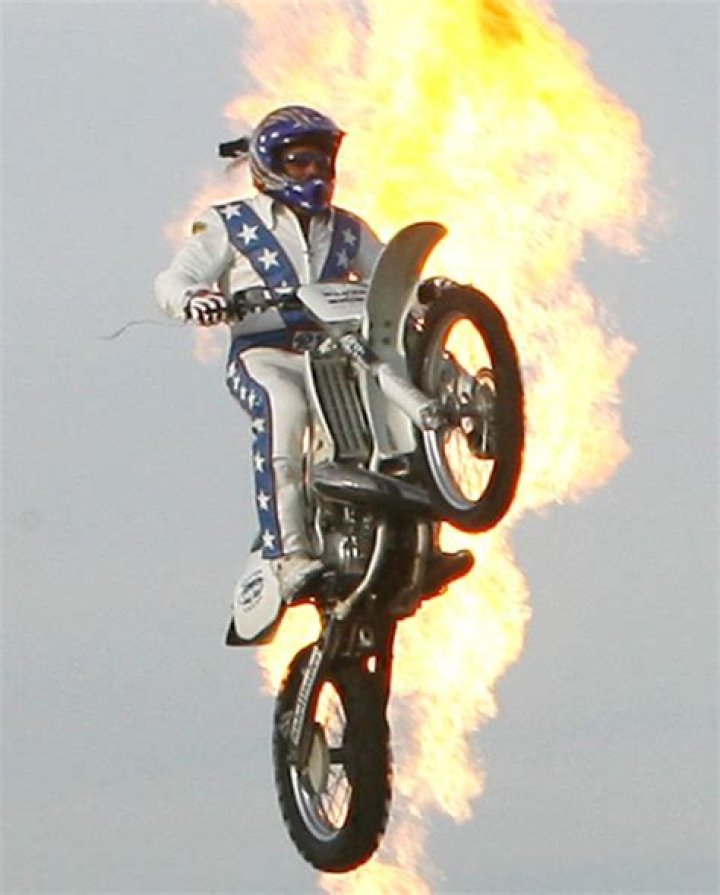 Robbie Knievel performing a daring jump Robbie Knievel performing a daring jump